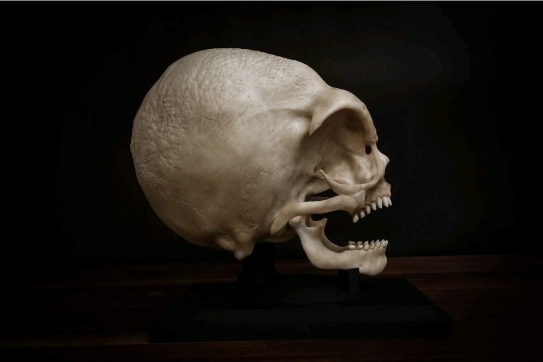 Grey Alien Skull Replica with Display Base | Life-Size Extraterrestrial Anatomy Model